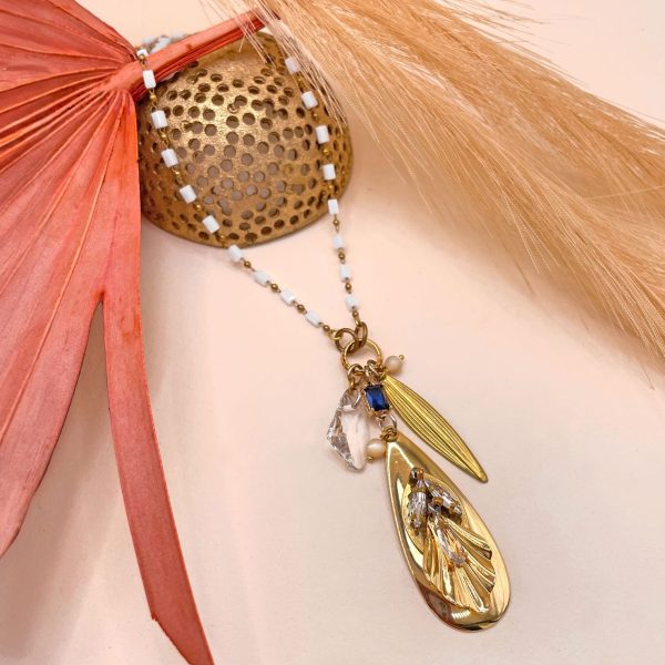 Alchemilla Collana Lunga con Catena in Vetro
