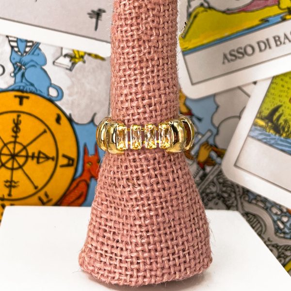 Anello a Fascia Oro con Baguette di Zirconi