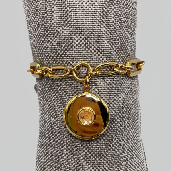bracciale_pendente_tondo-1 Bracciale con Catena in Ottone e Medaglione Vintage