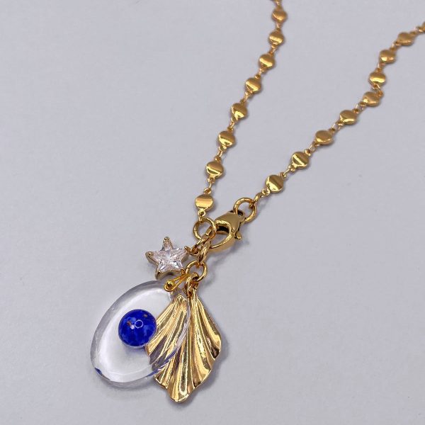Collana con Pendente Ovale Vintage e Cabochon in Vetro