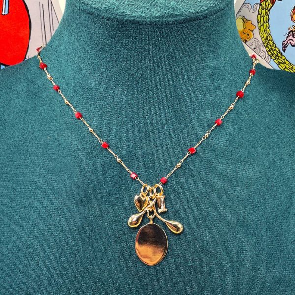 collana_catena_rossa-2 Collana con Pendenti e Catena in Vetro Rossa