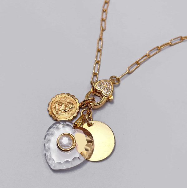Collana con Cuore in Vetro e Moneta Vintage