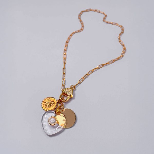 Collana con Cuore in Vetro e Moneta Vintage
